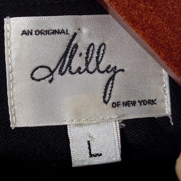 Milly Wool Dress Black Sleeveless Wool Size L Elegant Minimalism - Picture 8 of 10